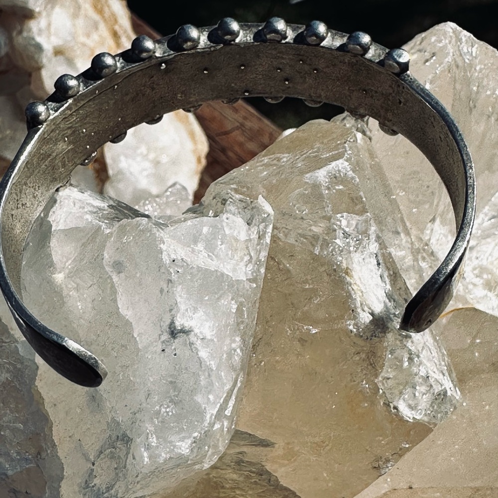 Navajo Zuni Handmade Turquoise Coral Stones Mosaic Bracelet. Vintage - Picture 7 of 9